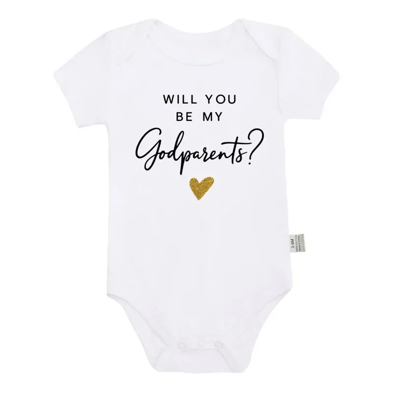 Will You Be My Godparents Baby Onesie Gold Heart Godparents Proposal Pregnancy Announcement Bodysuit