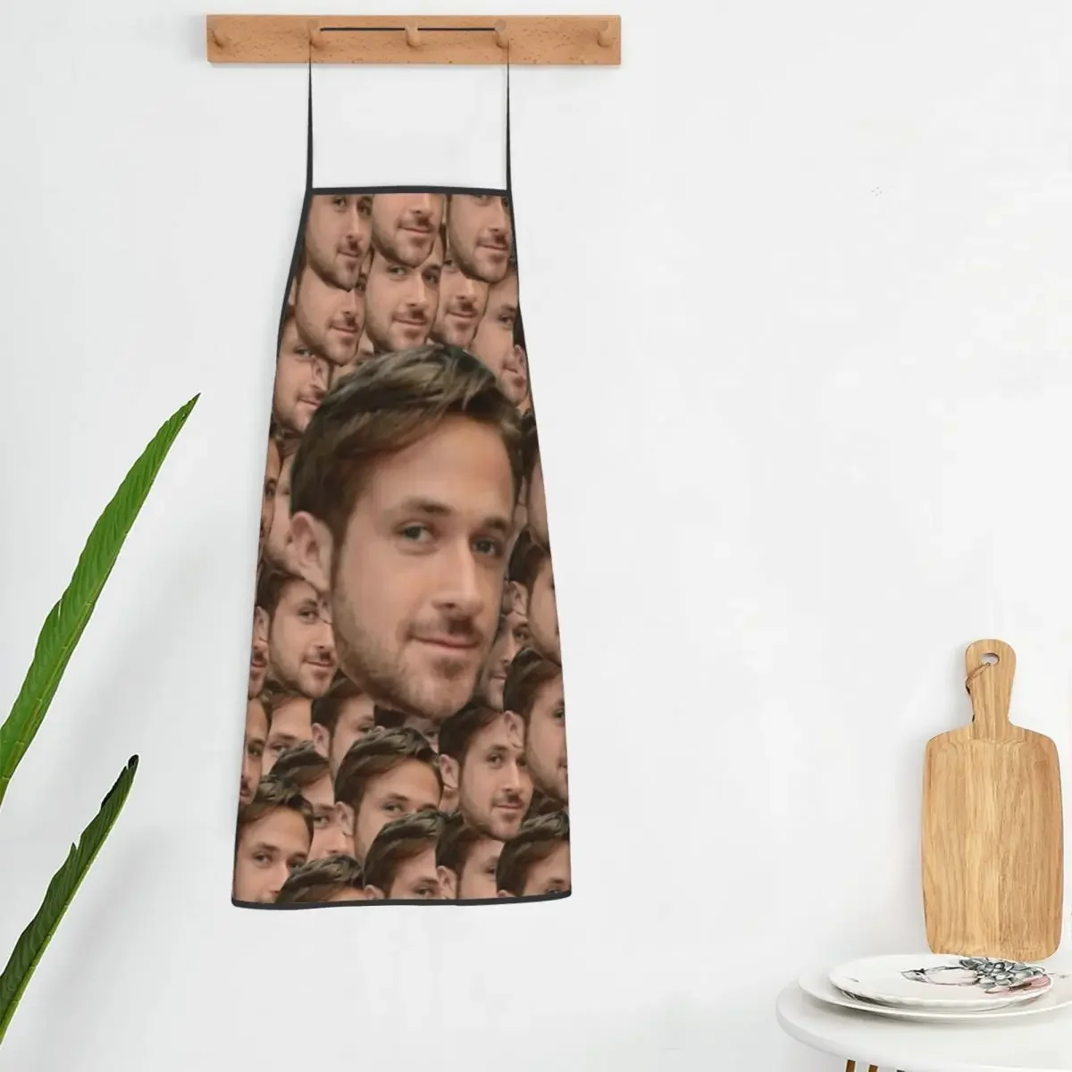 Ryan Gosling Head Collage Apron Oil & Water Resistant Adjustable Tie Baking Aprons for Men Women Chef