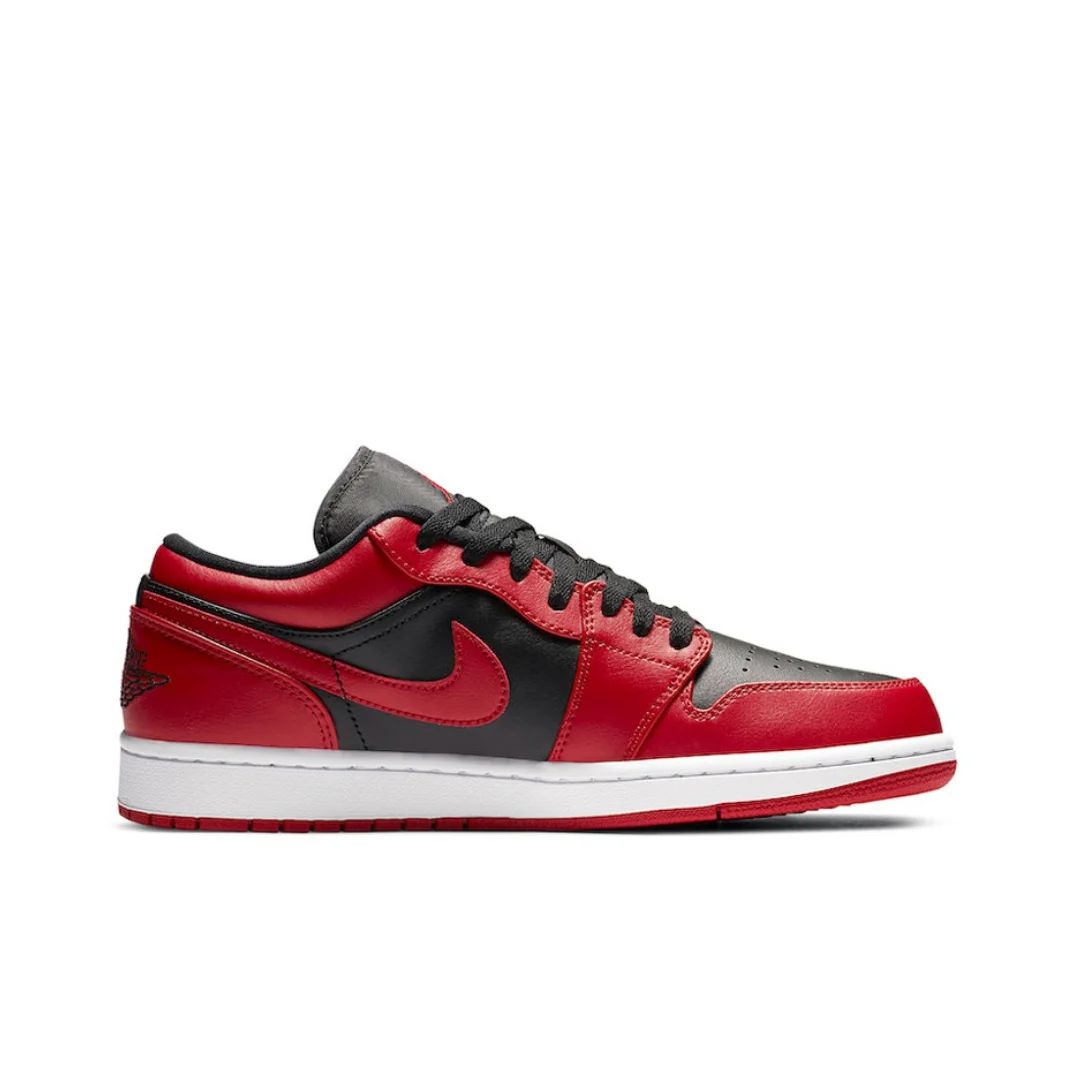 Nike red and black colorway Air Jordan 1 Low Classic Fashion Low Top Basketball Shoes Wear-resistant Anti-skid Mens