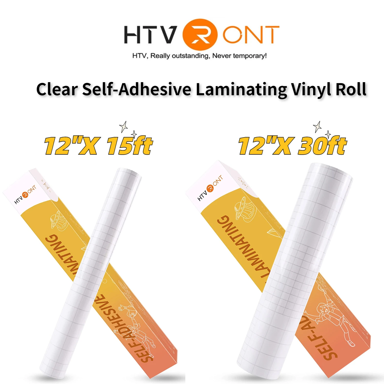 HTVRONT 12inx15ft/12inx30ft Clear Self-Adhesive Laminating Vinyl Roll Non Thermal Laminating Film Vinyls Laminated Sticker Paper