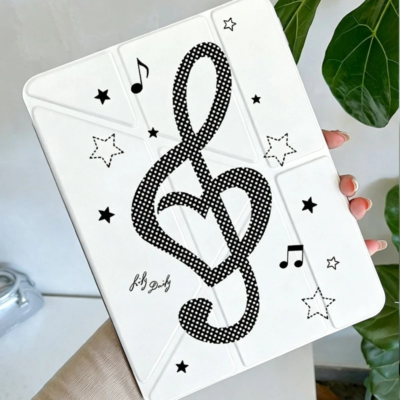Retro Black Polka Dot Music Note INS Design For IPad Case iPad 10 Air 7 6 5 4 10.9