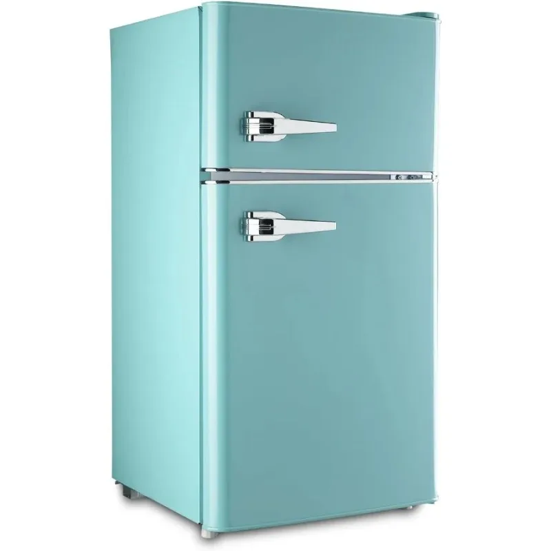 

Compact 3.5Cu.Ft Classic Retro 2Door Mini Fridge with Adjustable Remove Glass Shelves Perfect for Dorm Garage and Office Use