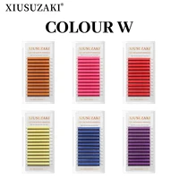XIUSUZAKI-extensión de pestañas colorida en forma de 3DW, pestañas postizas naturales suaves, rosas, rojas, moradas y azules, volumen prefabricado, pestañas para fanáticos