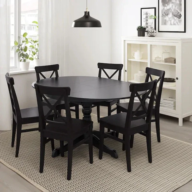 For Ingerto Retractable Dining Table Household Circular Extendable Table