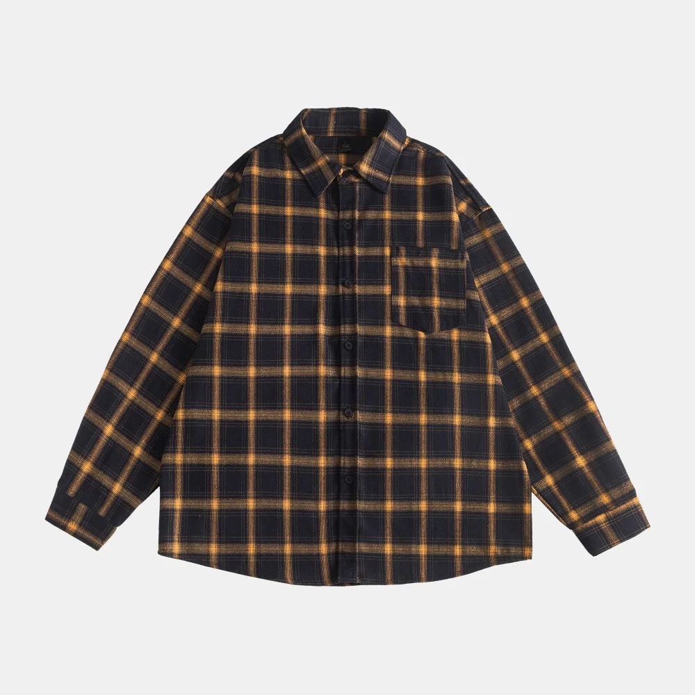 

American Retro Checkered Blouse for Women Luxury Youth Long Sleeve Top 2025 Fashion Casual Shirt Vintage Style Female Clothi