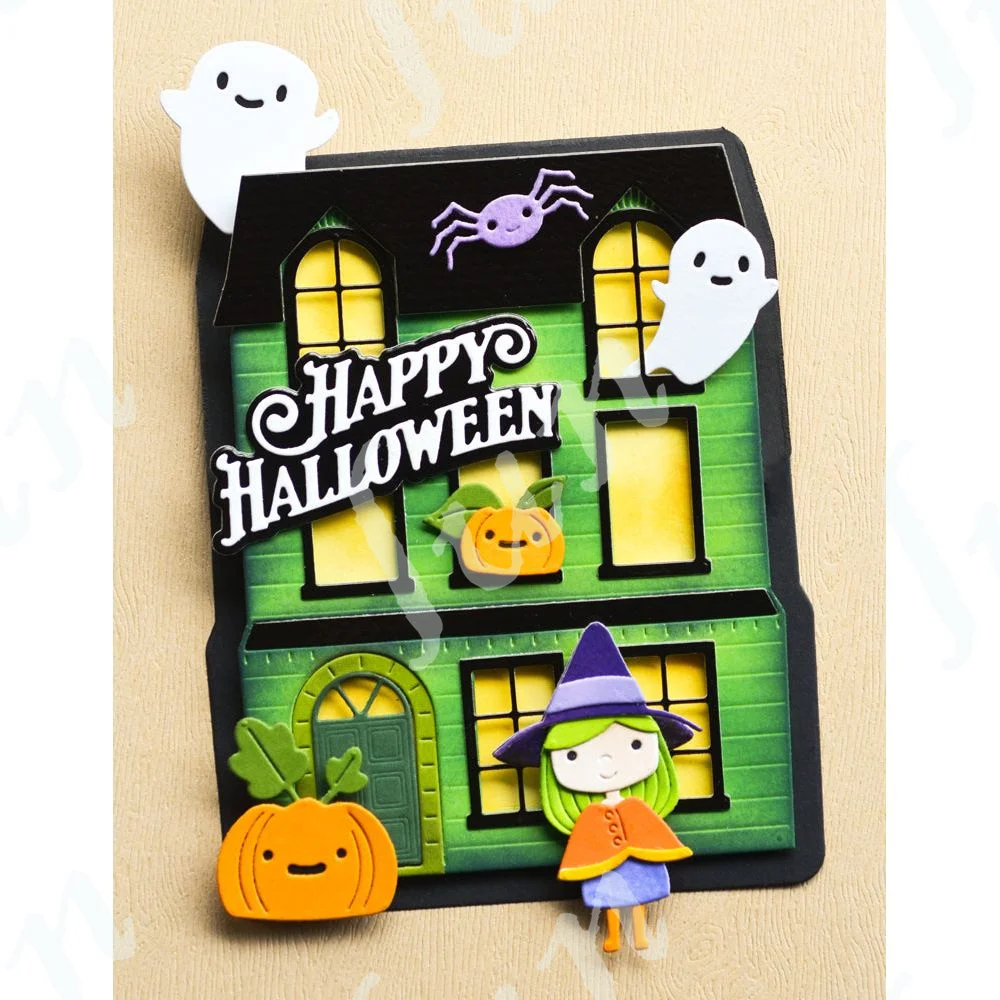 Halloween Ghosts Witch Frames Metal Cutting Dies DIY Scrapbooking Photo Album Decorative Embossing Paper Card Crafts Die