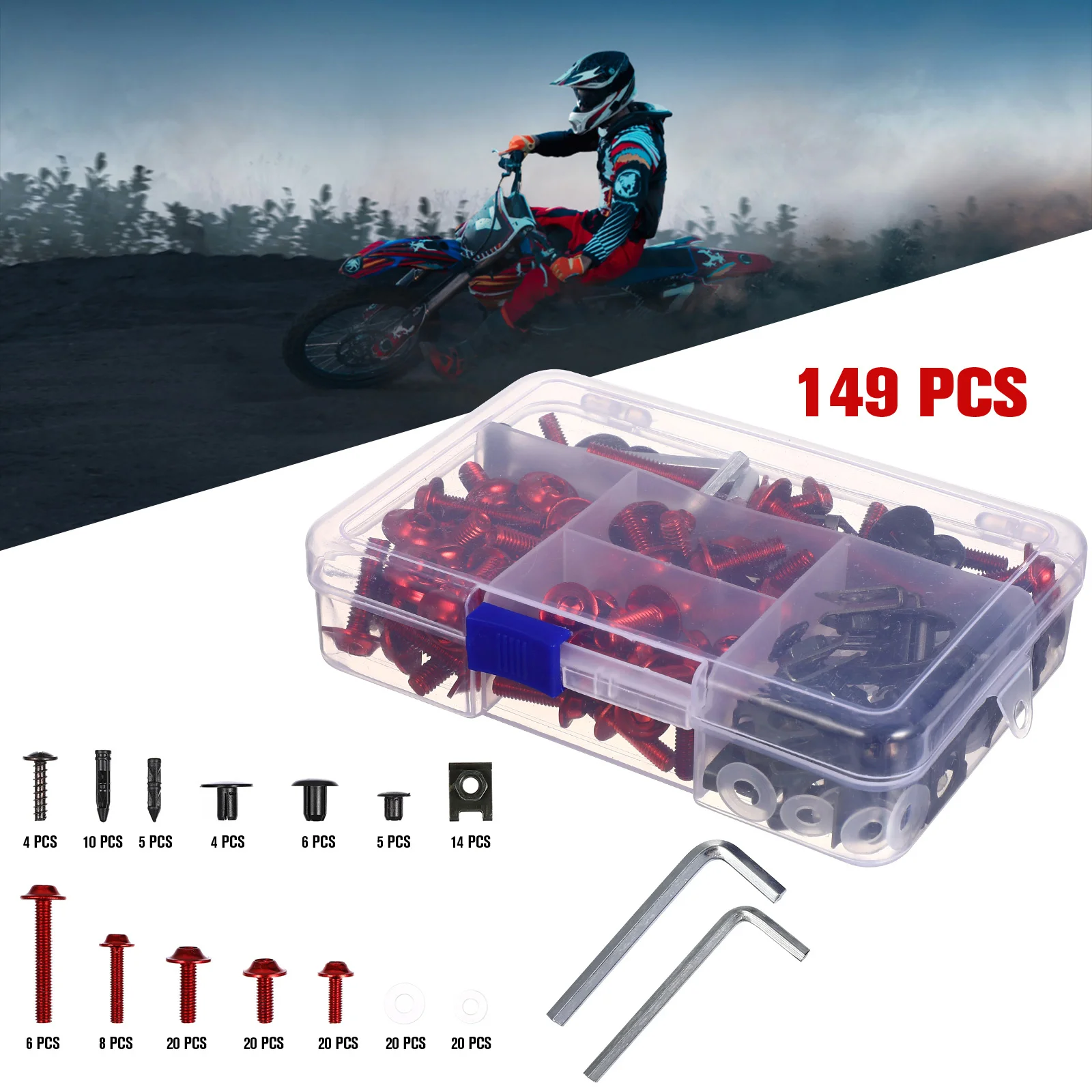 

149Pcs Motorcycle Fasteners Kit Stainless Steel Motorbike Screws Bolts for Windshield Fairing Inner Panels Cool Customization