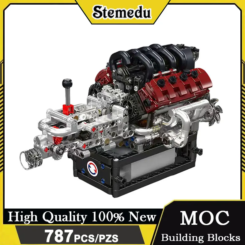 

MOLD KING 10227, классический дисплей, достойный двигатель V8, модель MOC, блоки, кирпичи, сборка, стол, орна, игрушки, рождественский подарок для взрослых и детей