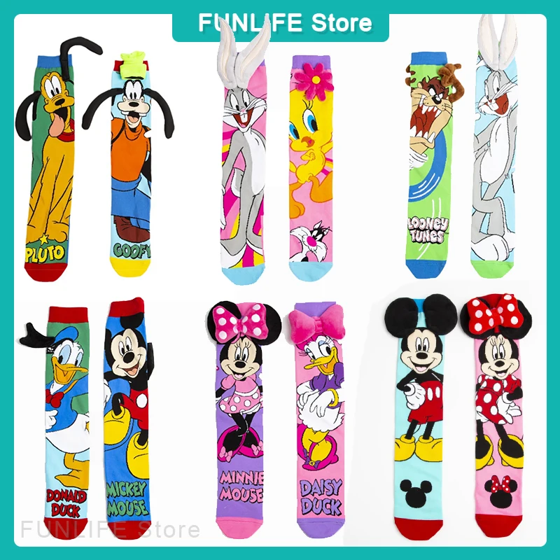 Disney Series Cartoon Calf Socks For Children Goofy Mickey Bugs Bunny Cute 3d Ears Socks Creative Over-The-Knee Socks Kids Gifts