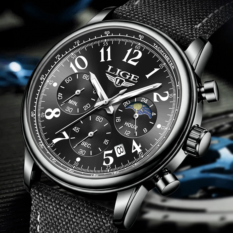 

LIGE 2026 Men's Watches Luxury Chronograph luminous quartz wristwatch Calendar Casual Business Watches Gift For Men reloj+BOX