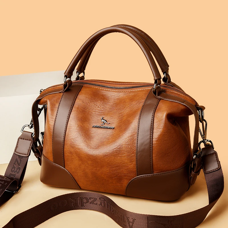 

Genuine Luxury Women Handbags Trapeze Brand Designer Crossbody Hand Bag High Quality Oil Leather Shoulder Messenger Bag Totes