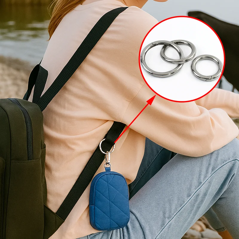 

304 Stainless Steel O Ring Buckle Backpack Carabiner Rings 2/5Pc Keychain Spring Snap Hook Dog Collar Leash Hanger Loop Hardware