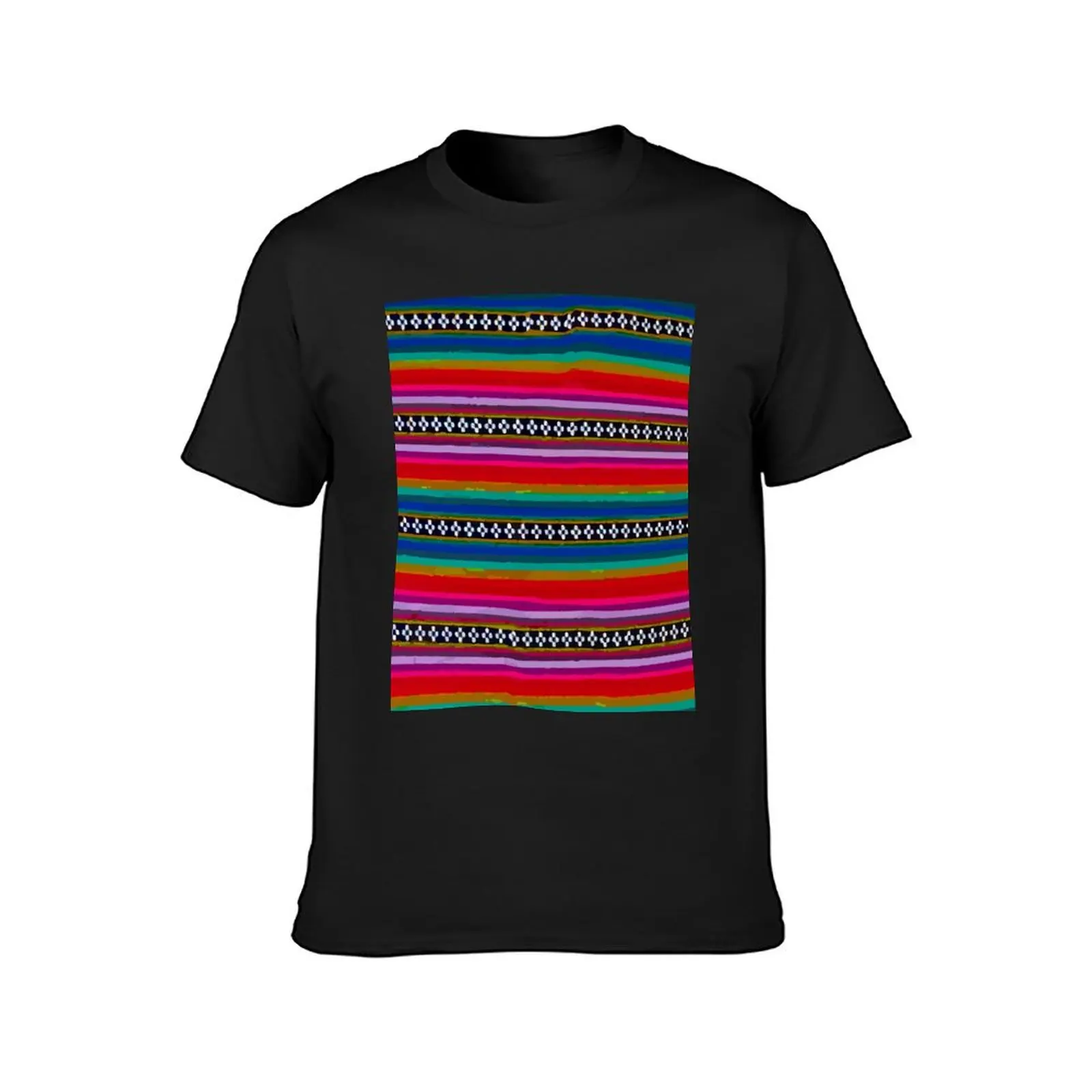 Orange and blue serape blanket colorful embroidery dopamine decor T-Shirt plus size tops Men's t-shirts