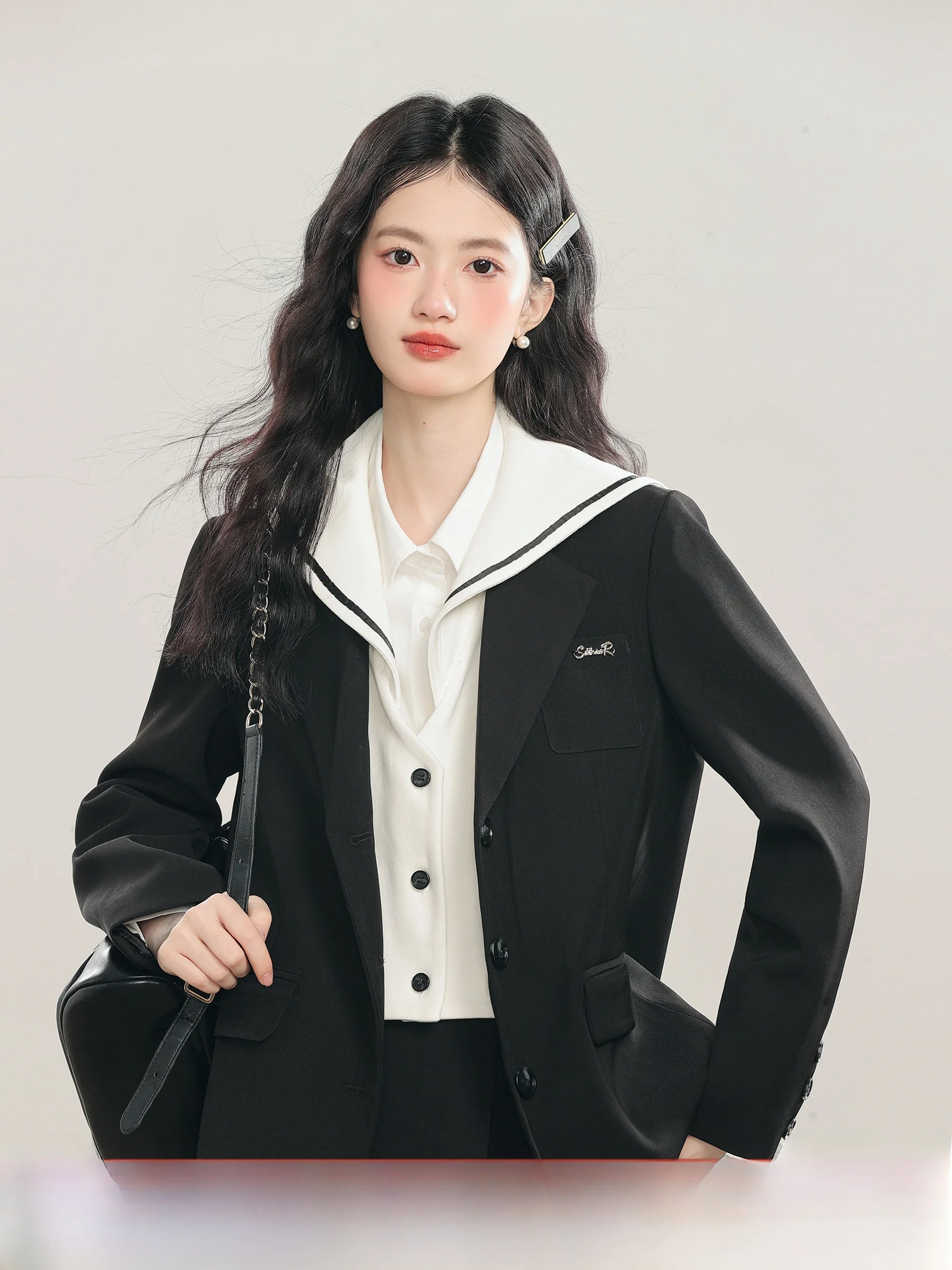 

Bla Casual Sle Women's Suit Jaet 2025 New Design College Aosphere Manner Small West Coat Sweet Sle Straight Tube