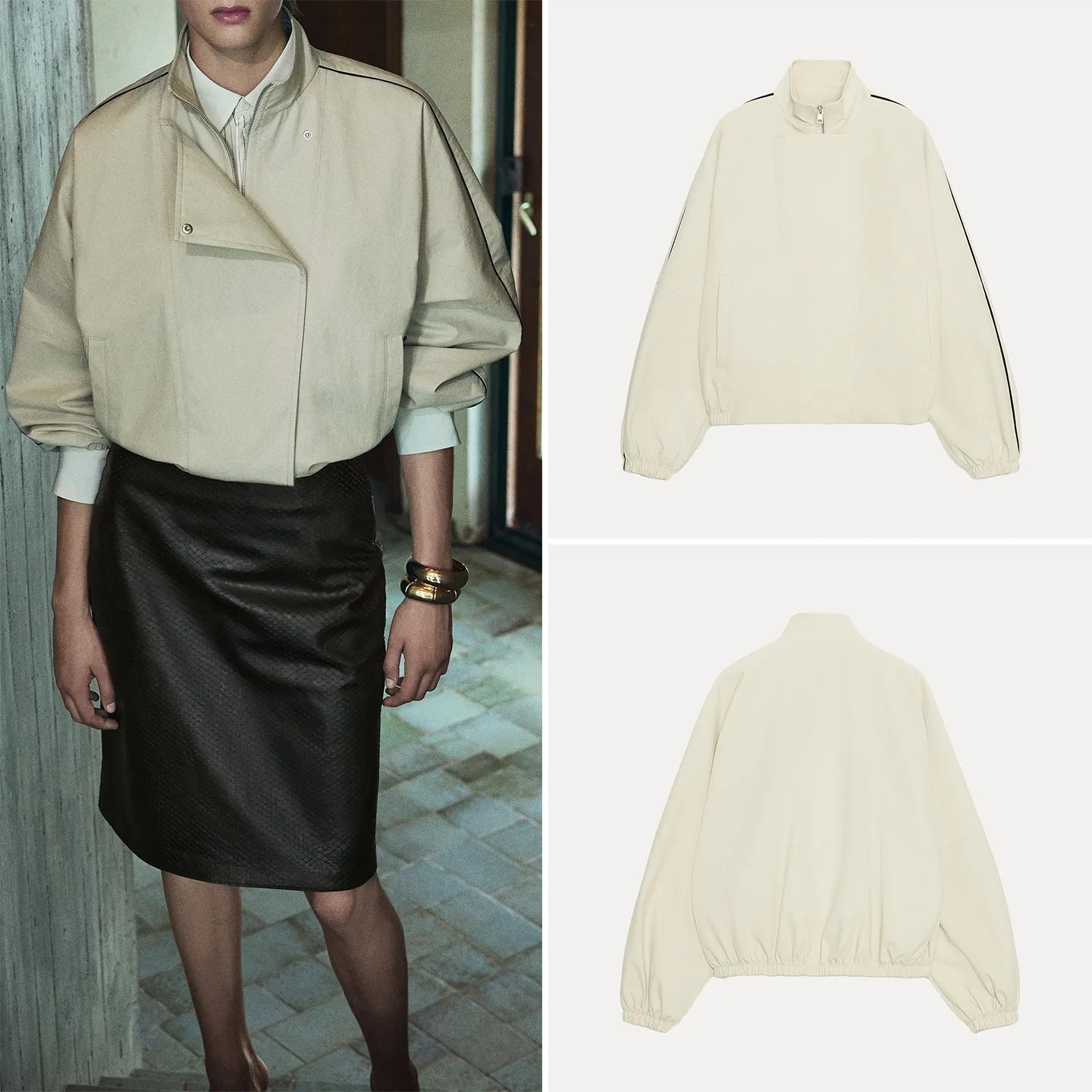 Women's Pilot Jacket Stand Collar Embellished Sleeveless Outerwear Autumn 2026 Fashion Zadata Standard Fit Long Sleeve