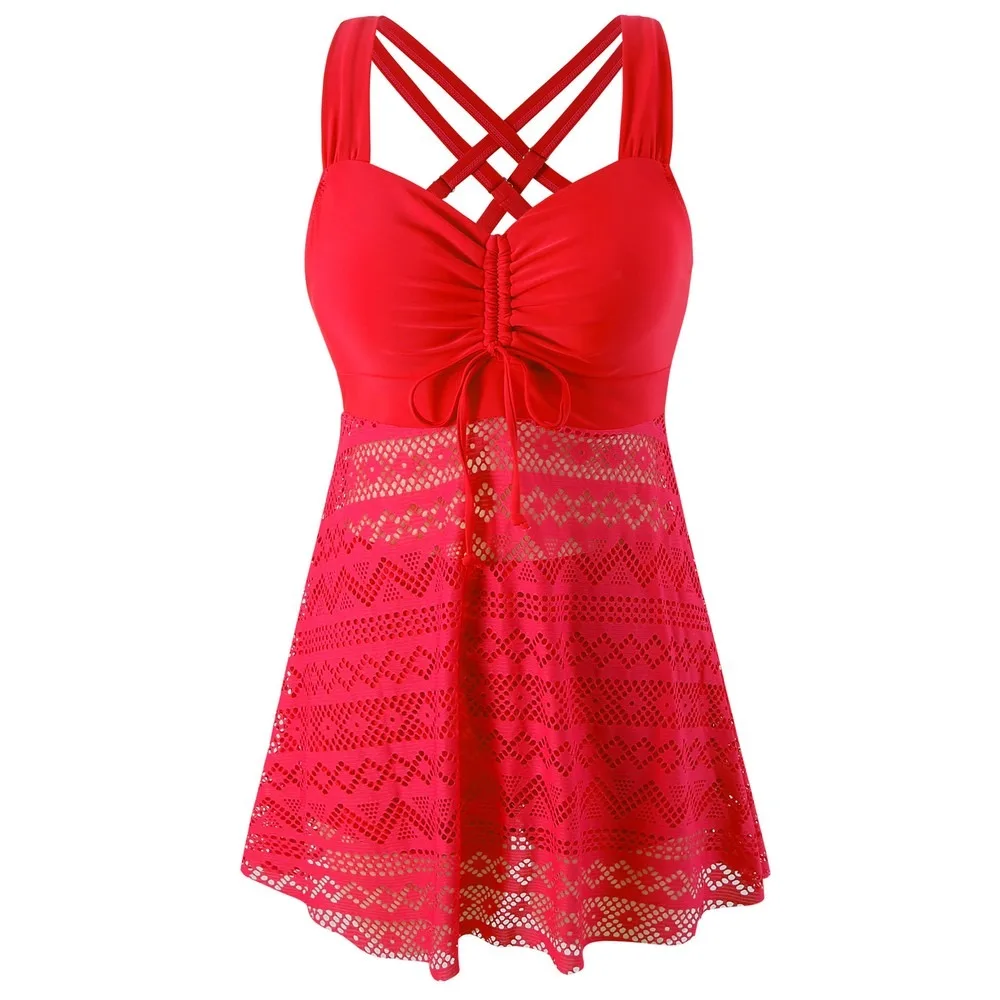 Floral Plus Size Swim Dress For Women High Waisted Tummy Control Bathing Suit With Mesh Ruffle Backless Cover Up Brazilian One P