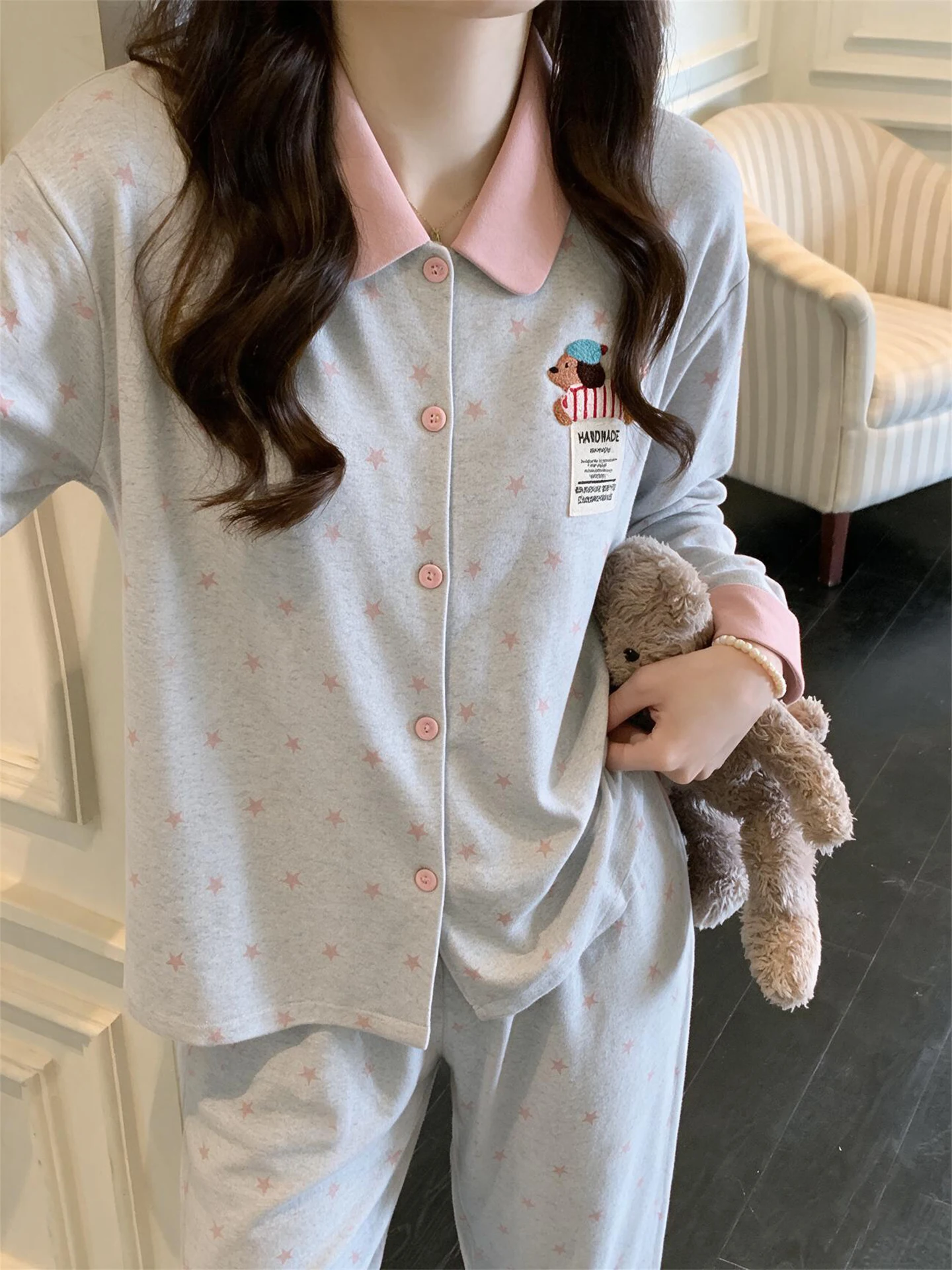 women's-long-sleeve-pure-cotton-sleepwear-autumn-winter-home-clothes-cartoon-print-large-size-outerwear-suitable-for-casual-wear