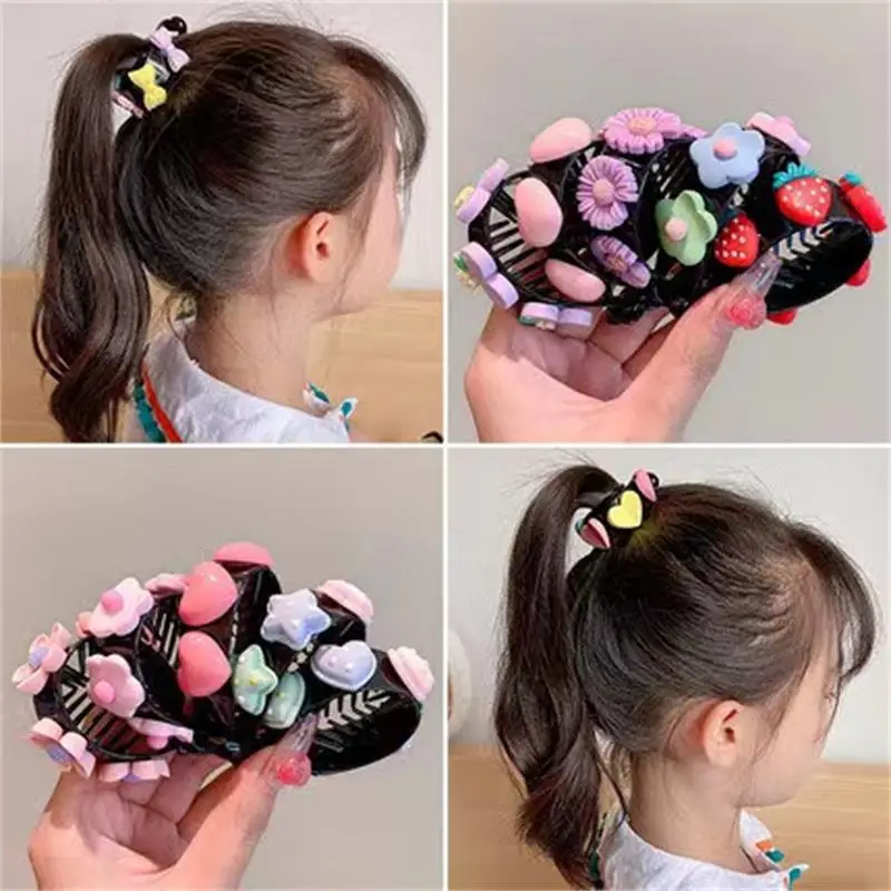 2022 New Fashion Children\'s High Ponytail Artifact Summer Sweet Cute Fixed Catch Clip Girl Resin Hairpin Wholesale