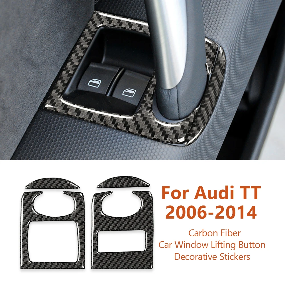 

For Audi TT 8n 8J MK123 TTRS 2006-2014 Carbon Fiber Car Window Lifting Button Panel Decorative Stickers Auto Interior Accesorios
