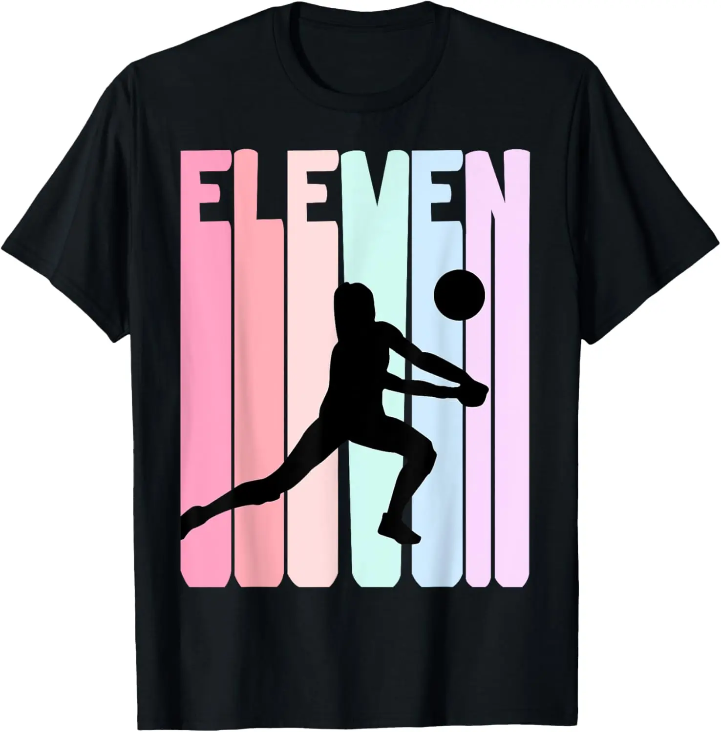 11th Birthday Retro Volleyball Girl Player 11 Years Old Kids T-Shirt