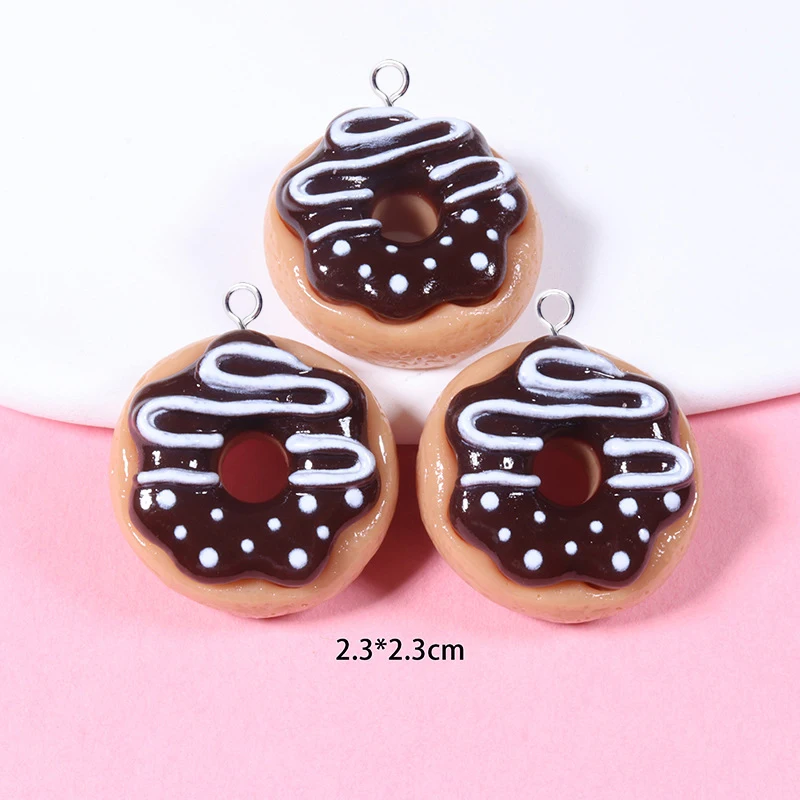 10pcs Lovely Colorful Bread Doughnut Charms Kawaii Resin Floating Pendant Flatback For Earring DIY Jewelry Making Findings