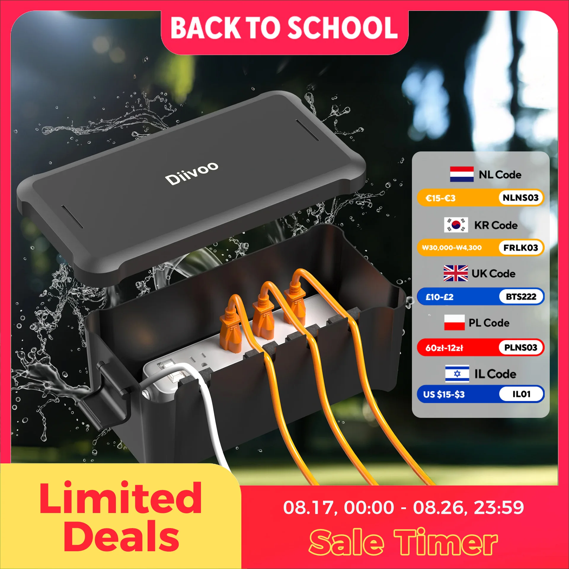Outdoor Power Timer - Diivoo Açık Su Geçirmez Elektrik Kutusu