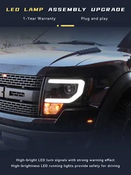Car Head Lights For Ford Raptor F150 F-150 2008-2014 Headlight Far And Near Integration LED Bulbs Front Lamp Tools Accessories