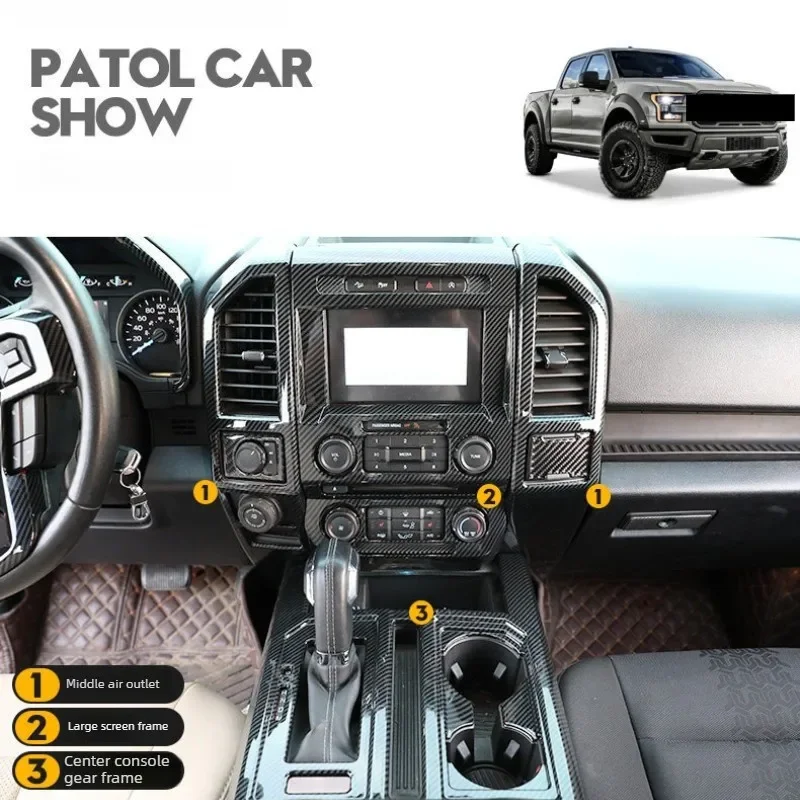For Ford F-150 Raptor 2015-2021 Dash Vent Bezel Nav Radio Screen Frame Steering Wheel Accent Trim Full Interior Set