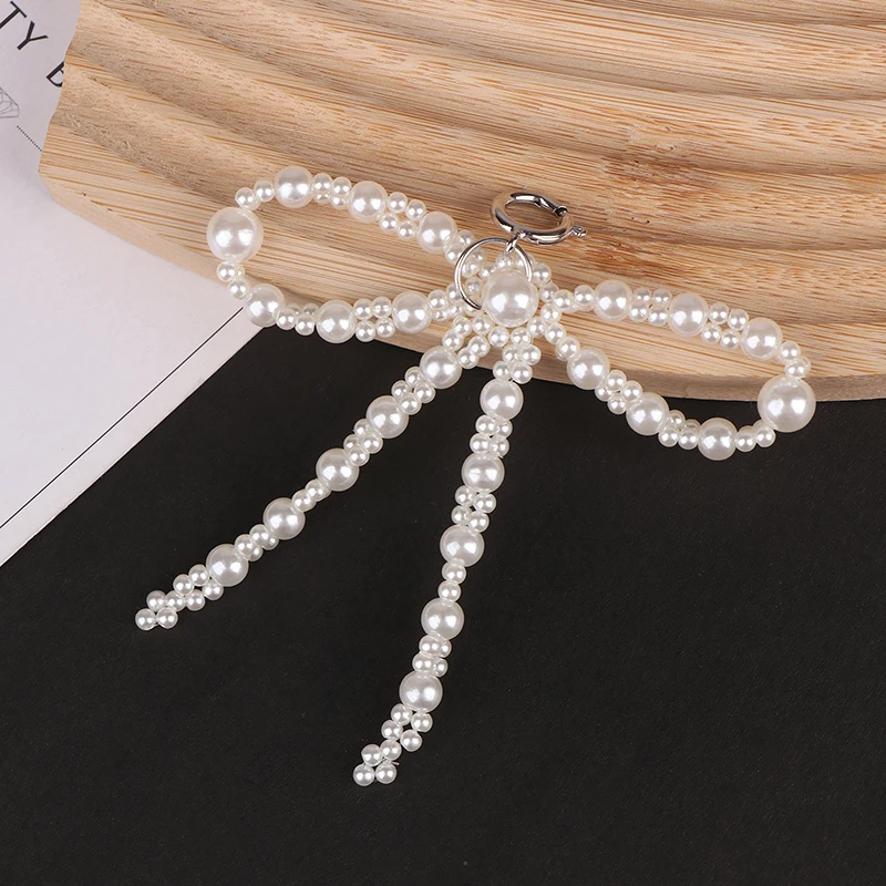 Double Layered Pearl Bead Bowknot Charm Shoe Buckle Decoration Bag Pendant Accessories