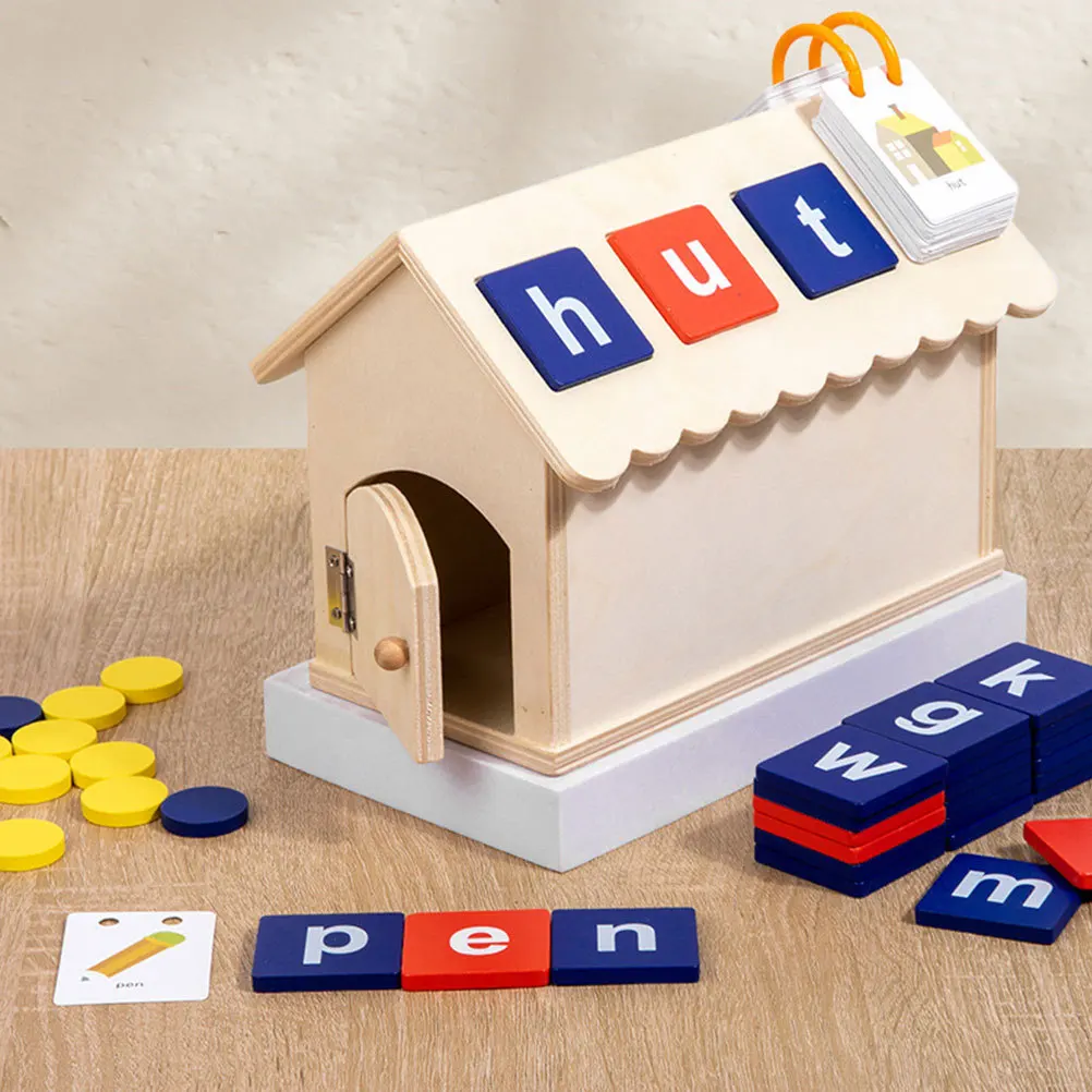 

1Set Wooden Alphabet Spelling Game Kids Learning Plaything Creative Letter Cognitive Development Educational Tool for Toddlers