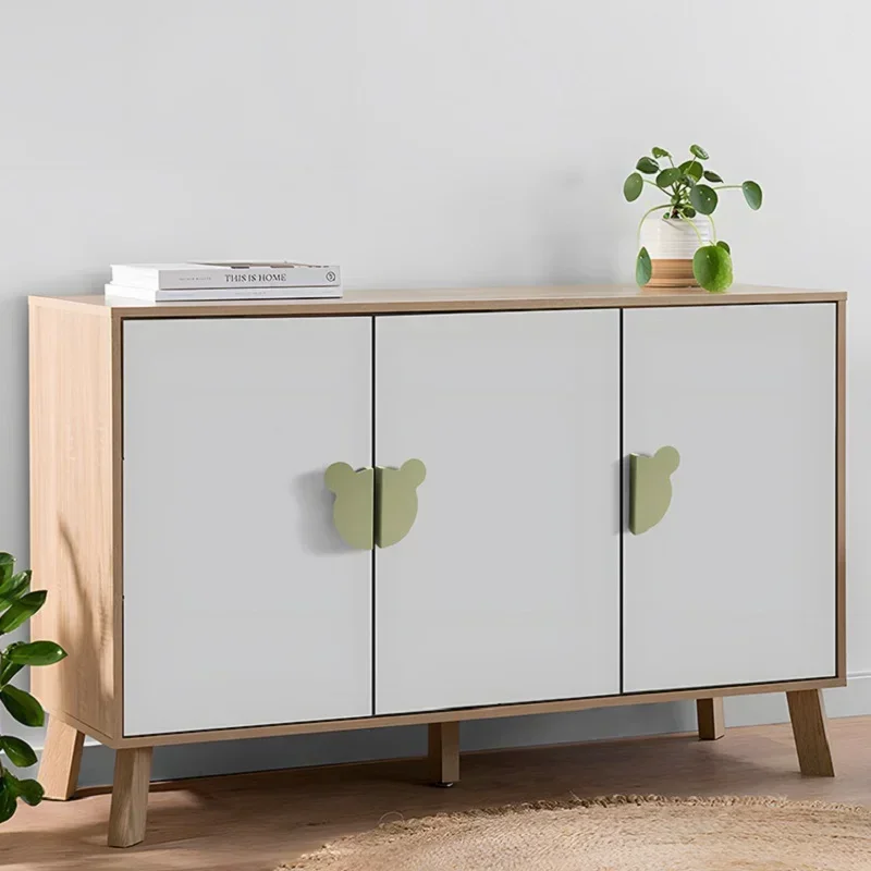 Pegangan Kartun Anak-anak-Tarik Laci Kepala Beruang, Kenop Setengah Lingkaran Warna-warni untuk Perabot Kamar Anak-anak, Pegangan Pintu Lemari Kabinet