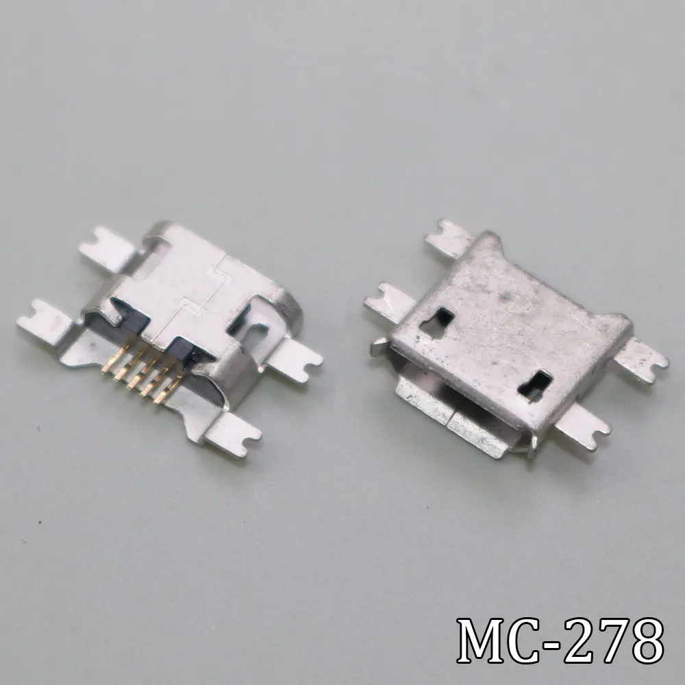 Micro USB Jack Connector 5-pin Long Needle Charge Port Socket For Lenovo and Other Cell Phone/ Tablet PC Fixed foot SOP-4 1.17mm