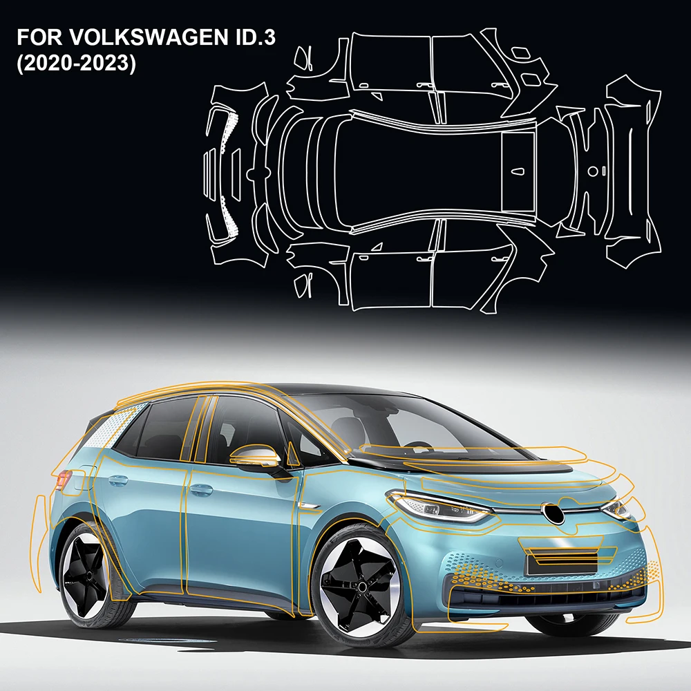 

TPU Paint Protection Film for Volkswagen VW ID.3 2020 2021 2022 2023 Precut Body Sticker Clear TPU Transparent 8.5mil PPF