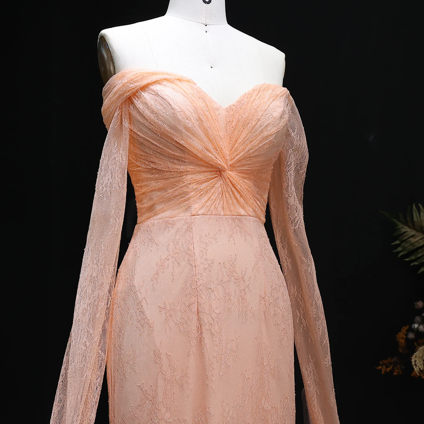 Sharon Said Spitzen-Meerjungfrauenkleid in Lila mit Kurzen Ärmeln, Arabisches Damen-Hochzeitskleid SF055, Maßanfertigung – Detail 22