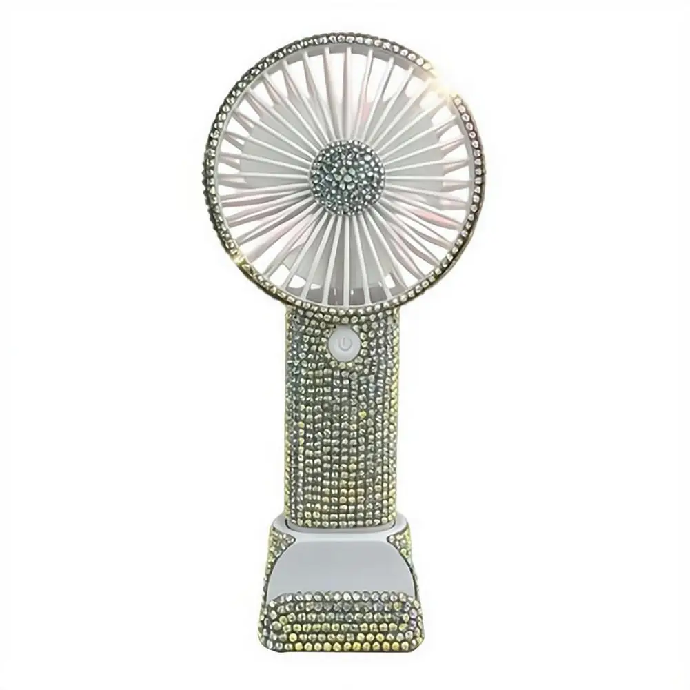 Draagbare handventilator met steentjes usb oplaadbaar roze_voghion.com