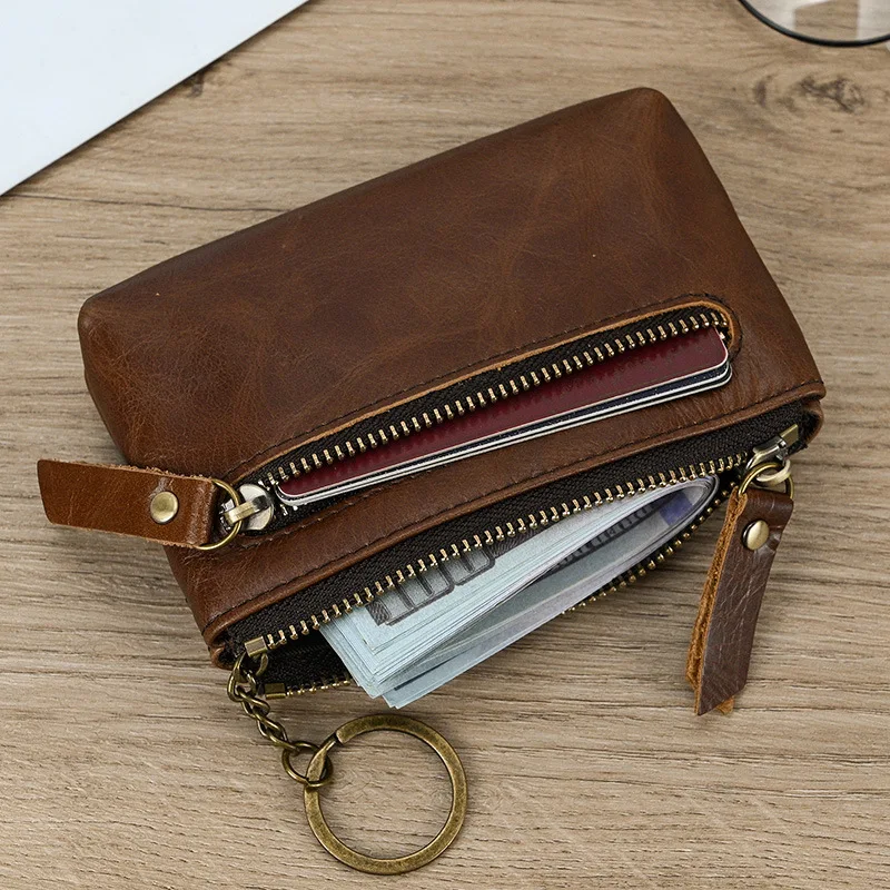 

Men Coin Purse Genuine Leather Men Small Bag Wallet Change Purses Zipper Money Bags Children Mini Wallets Key Holder Carteira