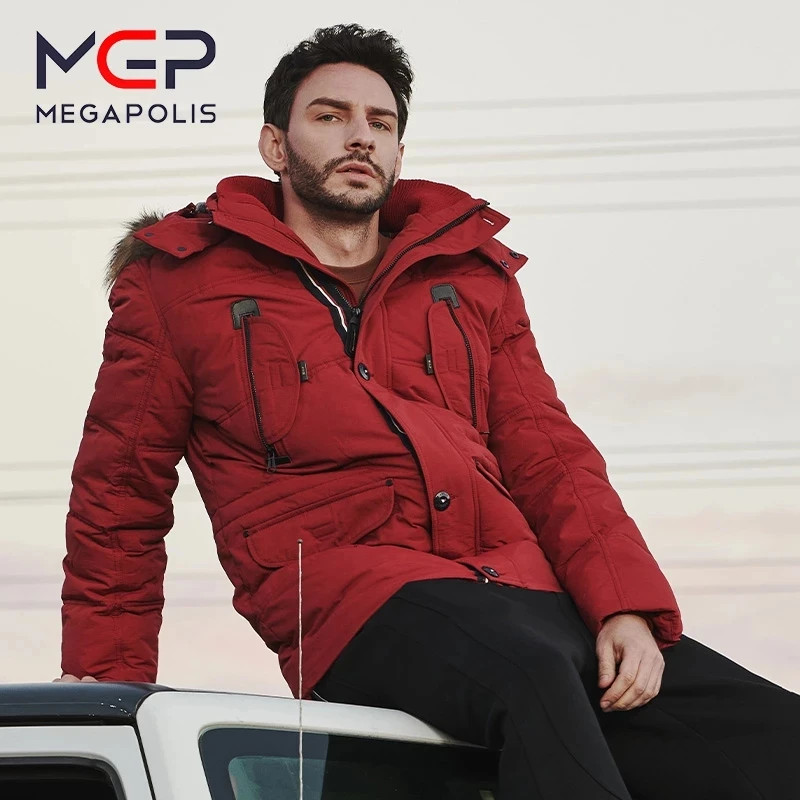 

MGP new style winter men's clothing warm down jacket high quality leather collar brand male suit