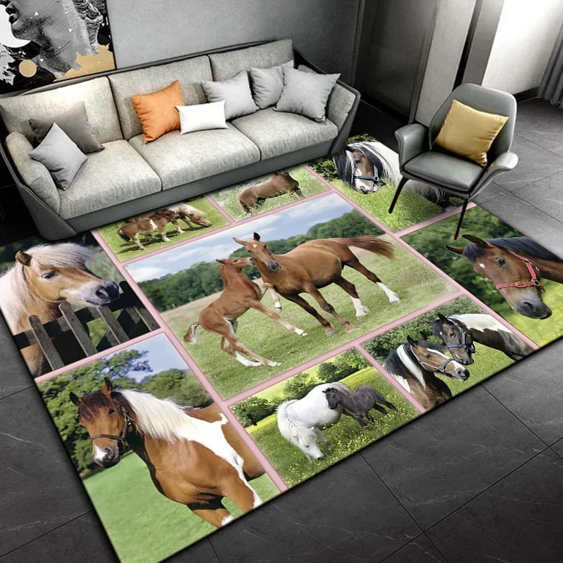 Horse Pentium Art Print Carpet Children's Play Room Carpet Living Room Bedroom Carpet Anti-slip Door Mat birthday gift  sonic