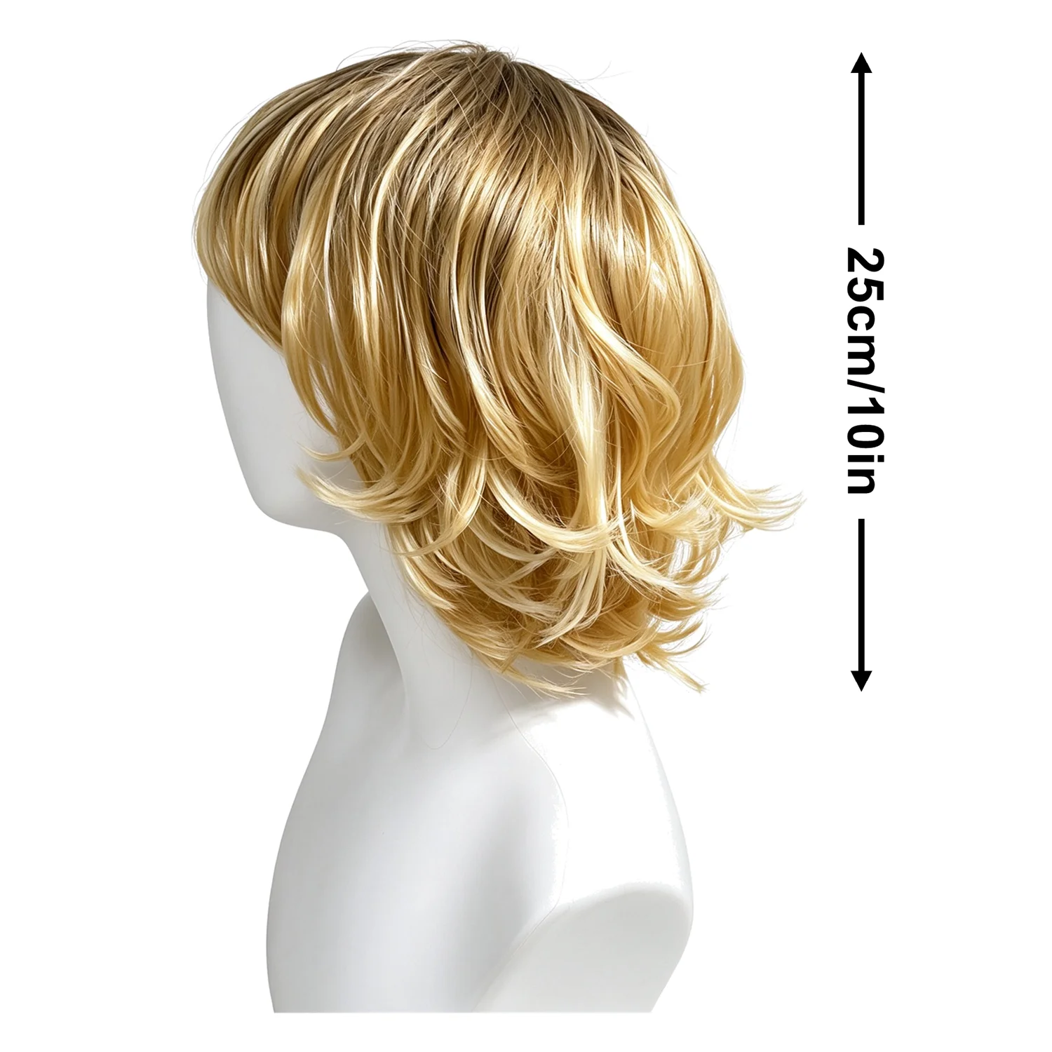 Korean Mullet Wolf Cut Wig Blonde With Silver Highlights Heat Resistant Synthetic Wig For Men Women, Wigs for Halloween