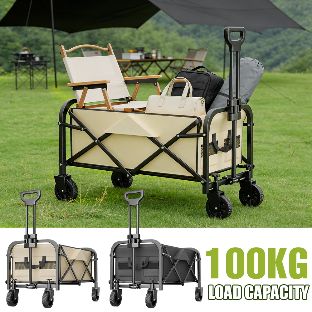 Outdoor-Camping-Trolley, faltbare Wagen, große Kapazität, Gartenwagen mit All-Terrain-Rädern, Mehrzweck-Einkaufswagen