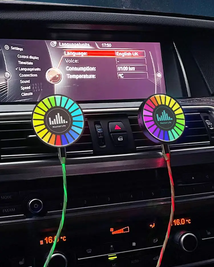 Car Fragrance Aromatherapy Light LED RGB Control Intelligent Ambient Music Rhythm Lamp For All Car modes