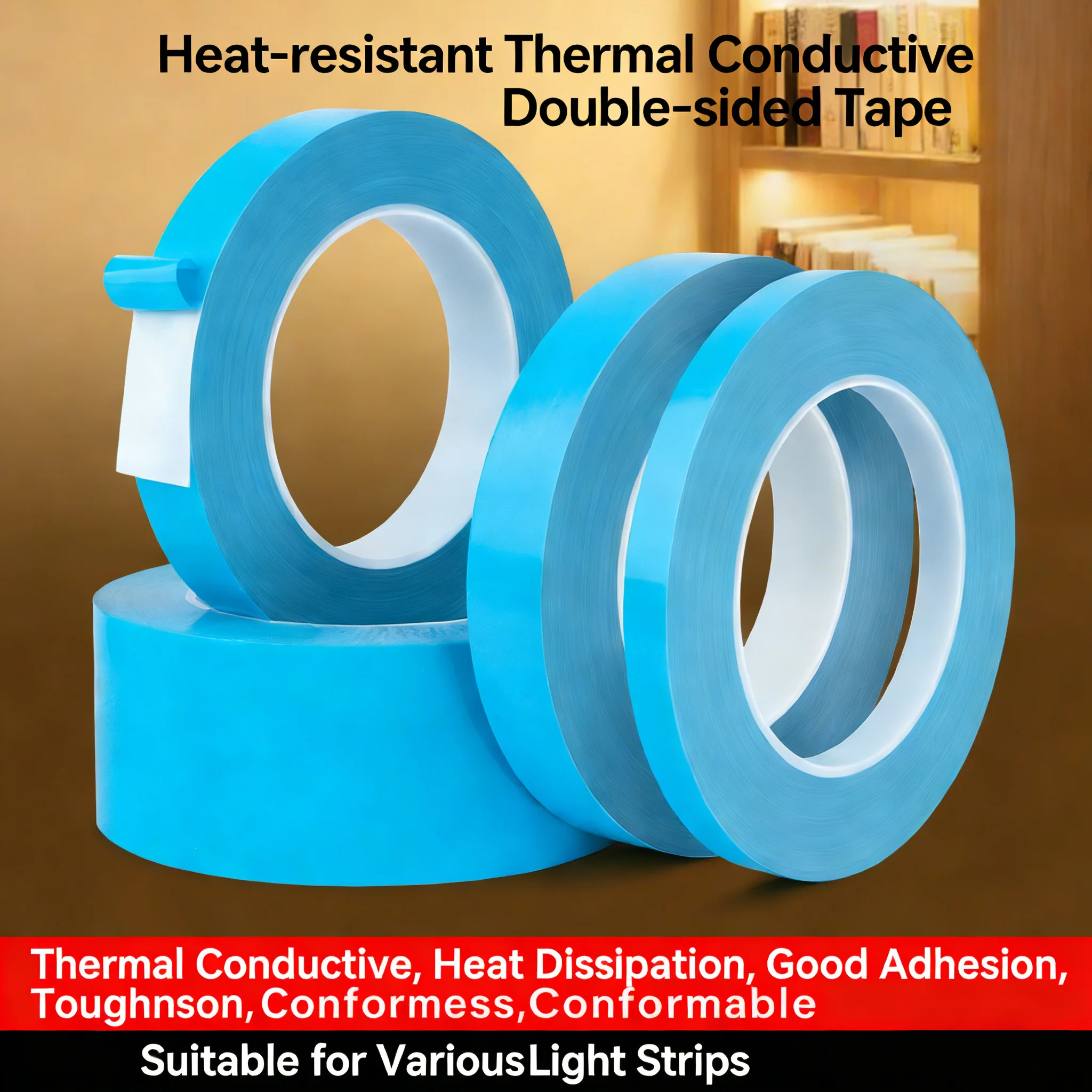 10M Double Sided Thermal Conductive Tape, Heat Resistant -25~130℃ for Automotive/LED/PCB High Adhesion for PCB/Heatsink/GPU
