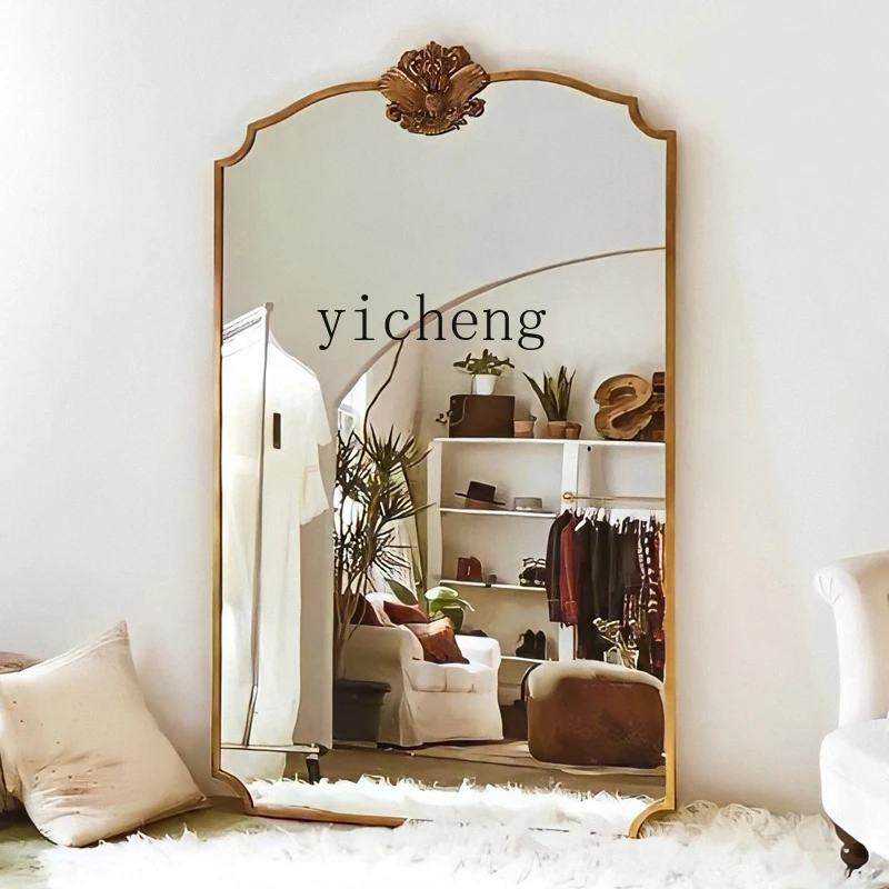 

ZZ household carved retro full-body mirror cloakroom wall-mounted full-length mirror against the wall floor-to-ceiling