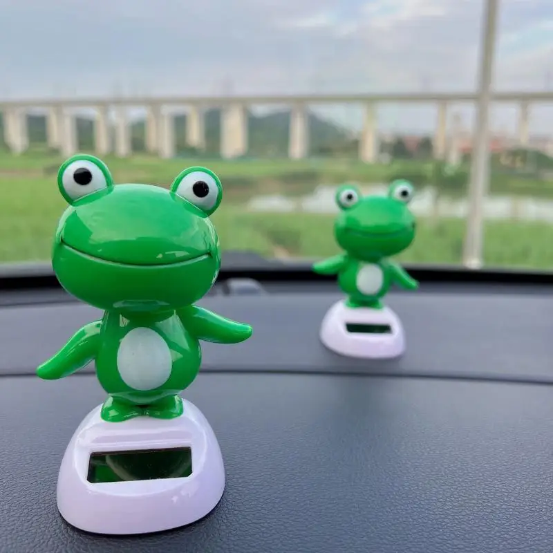 

Green Bobble Head Frog Car Dashboard Ornament Cute Solar Powered Shaking Head Decorations for Vehicle Interior