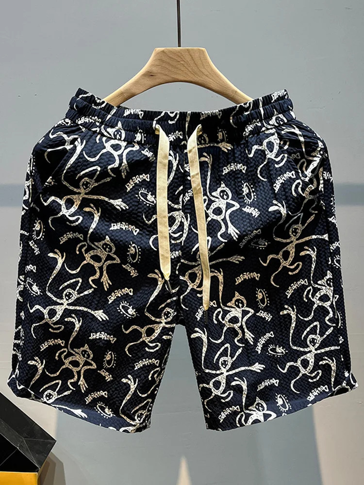 

Ice Silk Summer Lightweight Loose Quick Dry Casual Shorts American Trendy Brand Breathable Printed Five-Point Pants Beachwear