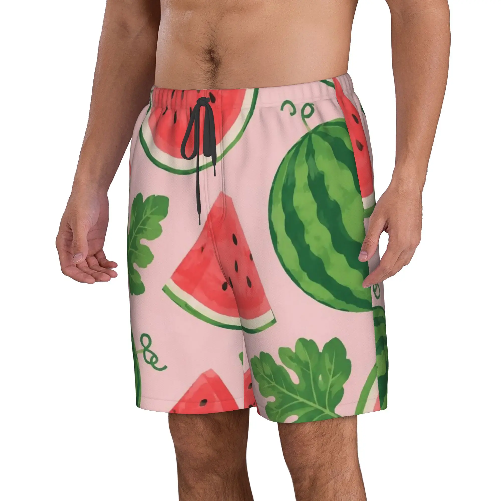Cartoon Fruit Tropical Watermelon Pattern Trunks Beach Board Shorts Casual Quick Dry Swimming Summer Men Pants