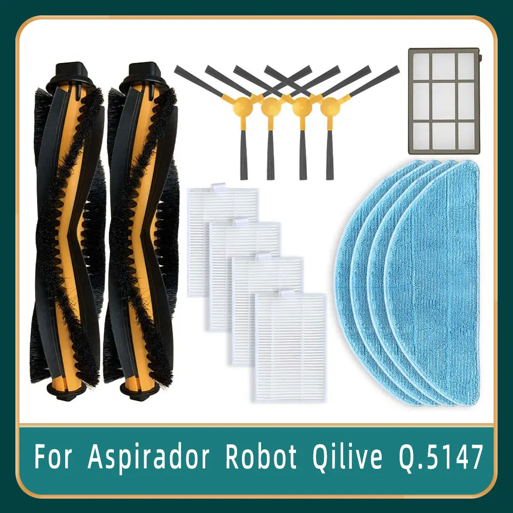 Compatible For Aspirador Robot Qilive Q.5147 Main Side Brush HEPA Filter Mop Cloths Vacuum Spare Parts Accessory