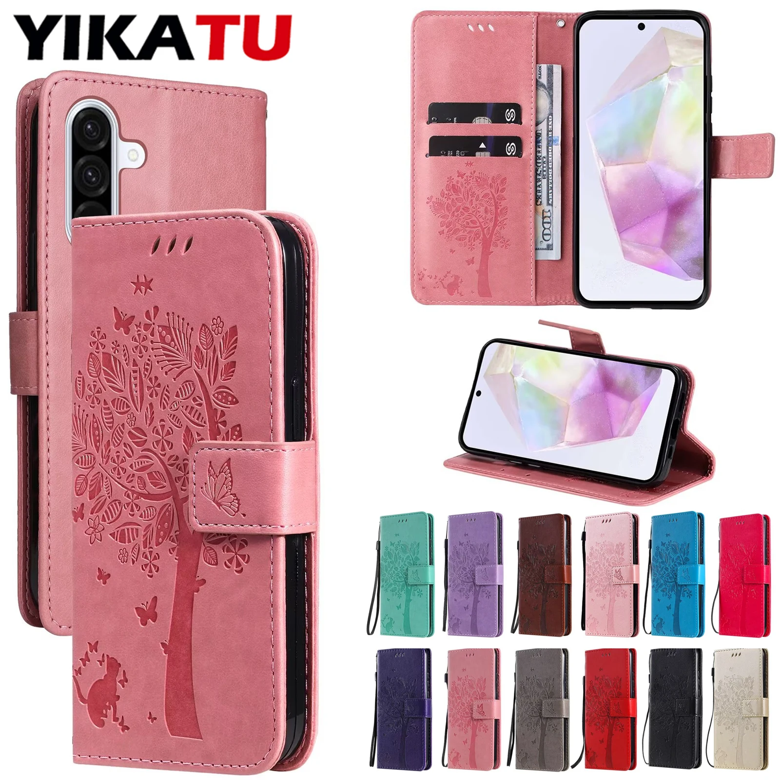 

12 Colors WIth Kickstand Wallet Leather Case For Samsung Galaxy A26 A25 A24 A23 A23E A22 4G A21 A20 A16 A15 A14 A13 Lite A12 5G