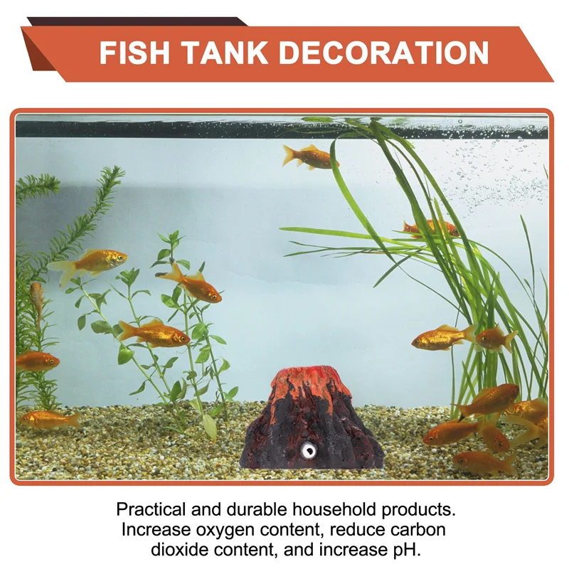 N96R Dekoracja Akwarium w Kształcie Wulkanu Pompa Tlenu Kamień do Napowietrzania Napęd Pompy Powietrza Zabawka do Akwarium Ozdoba Dekoracyjna