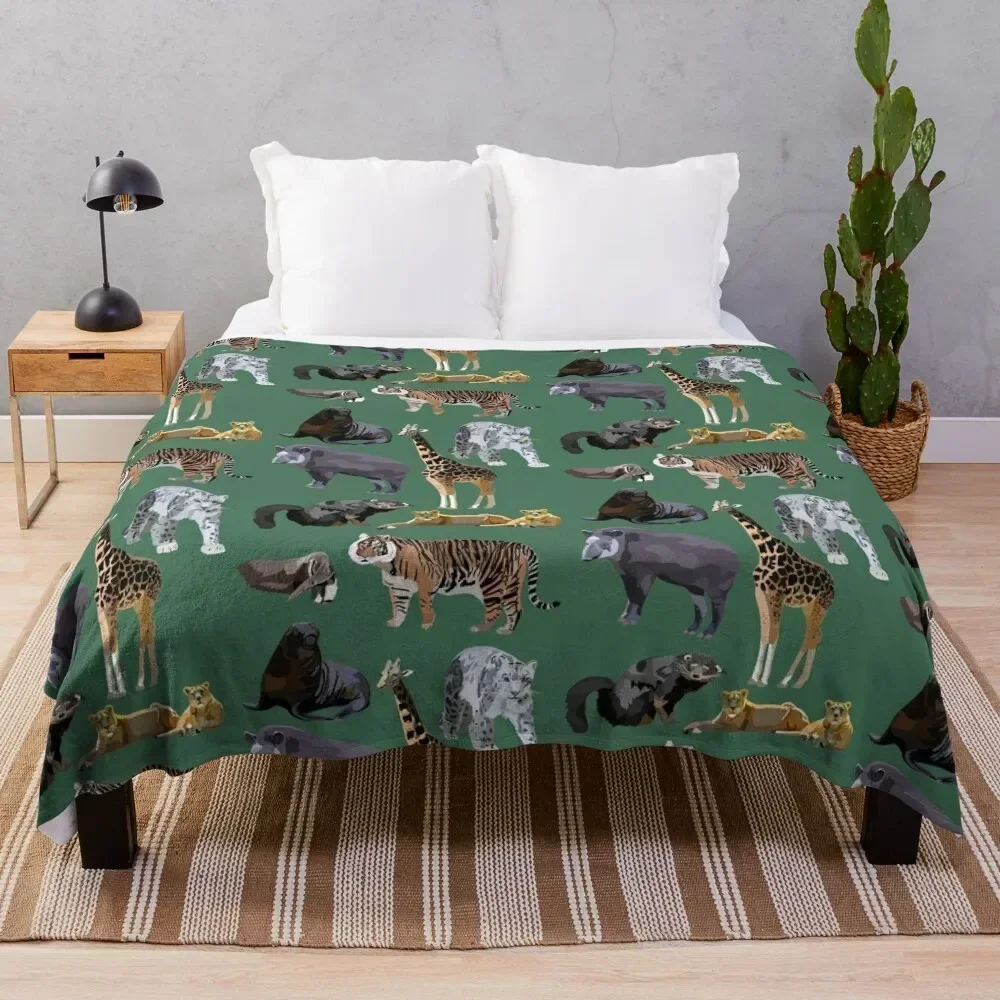 Mixed Mammal Throw Blanket Soft Bedroom Blanket for Night Sleeping